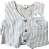 River Island Toddler Waistcoat 0-3 Months Beige Striped Cotton Button Up