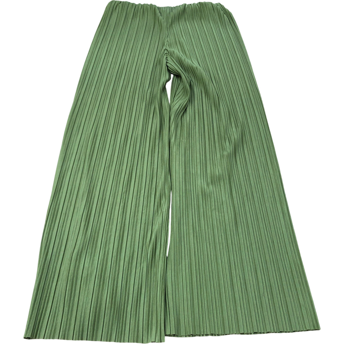 River Island Green Pleated Trousers UK12 Women's Wide Leg Lightweight Polyester