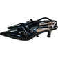 Pointed Toe Slingback Heels Black Faux Patent Leather Size 6