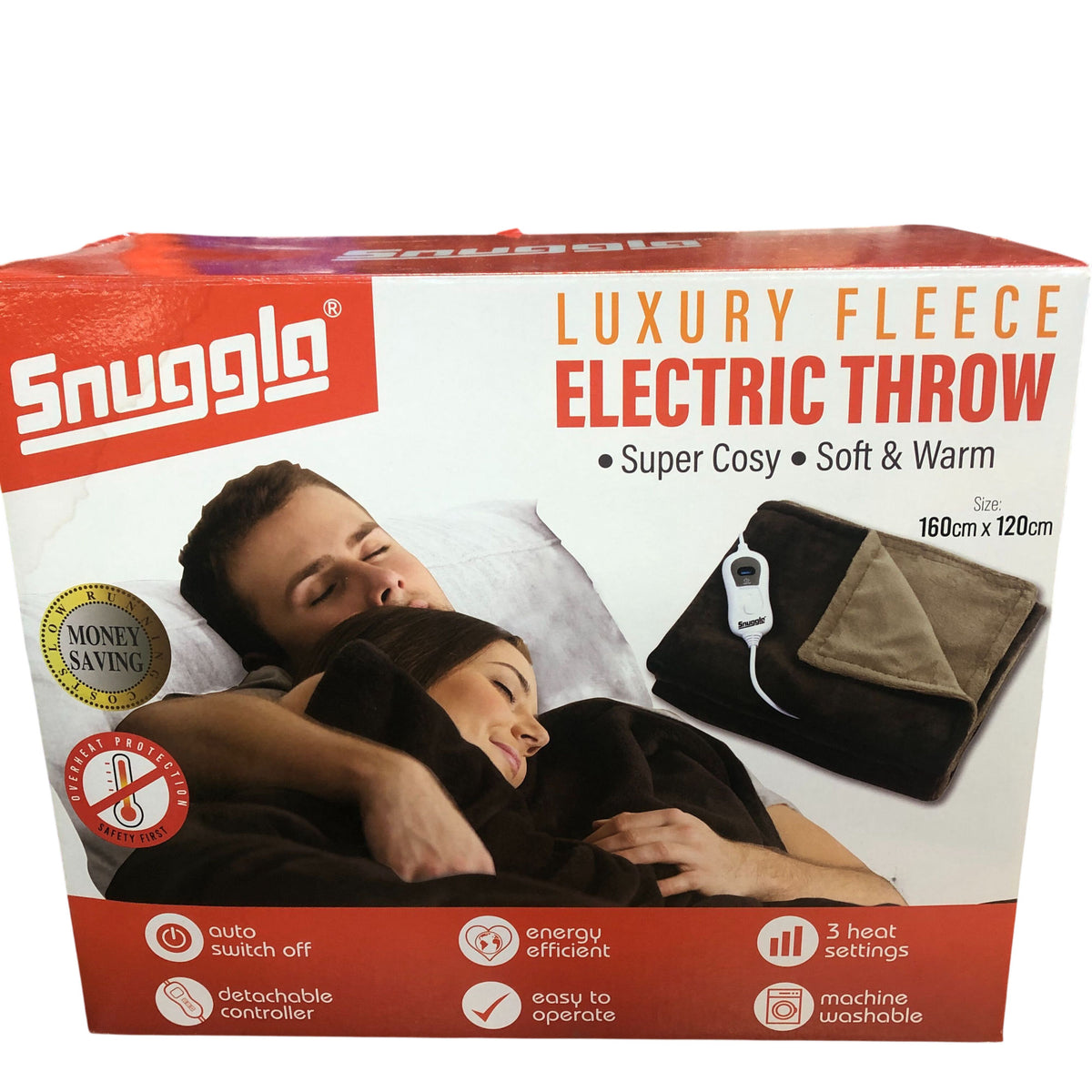 Snuggla Electric Throw SS02 160x120cm 120W Luxury Fleece Washable Blanket