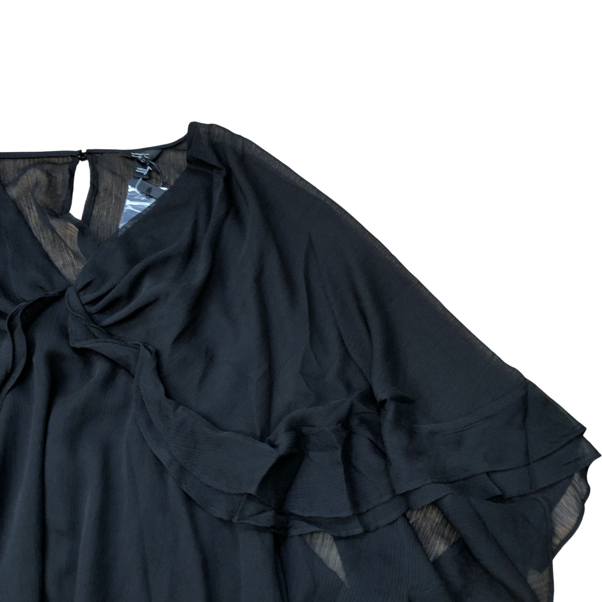 River Island Studio Black Sheer Overlay Ruffle Blouse
