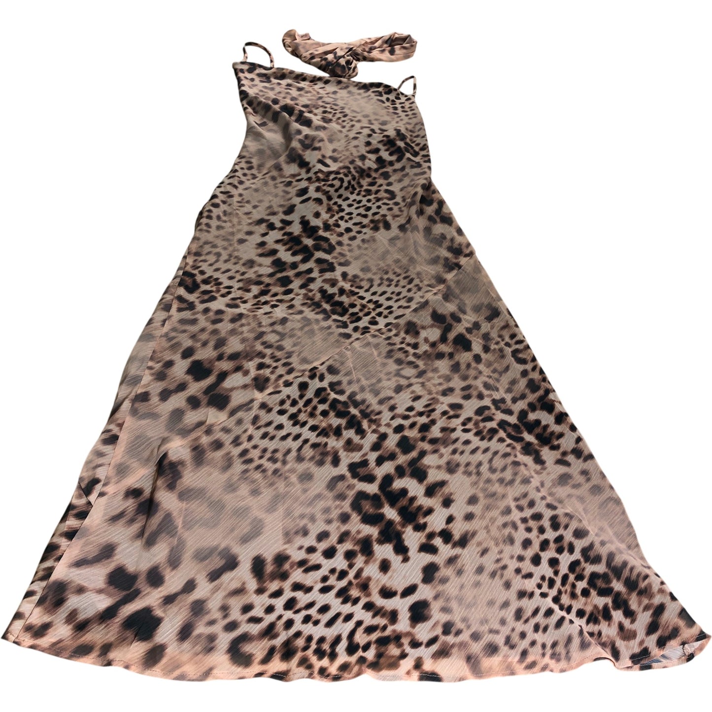 River Island Leopard Print Maxi Dress With Scarf - Size 16