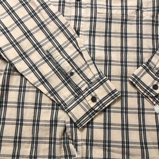 River Island Plaid Shirt L Men's Light Cotton Casual Shirt Blue White