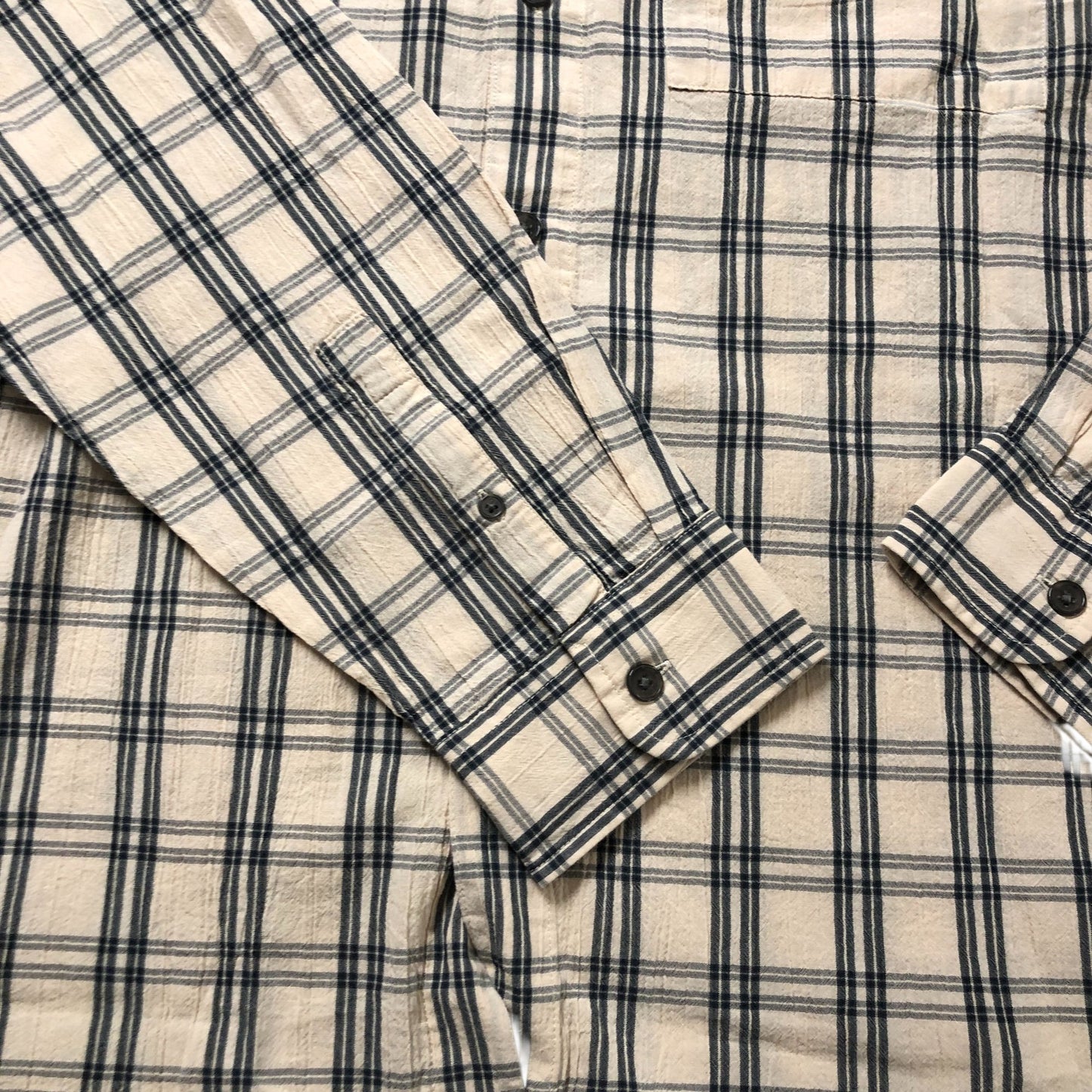 River Island Plaid Shirt XS Men's Light Cotton Casual Shirt Blue White