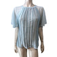 River Island Women's Pleated Blouse UK12 Light Blue Short Sleeve Top