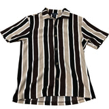 Branded Short Sleeve Casual Shirt Men's Striped Design Polyester Blend XS