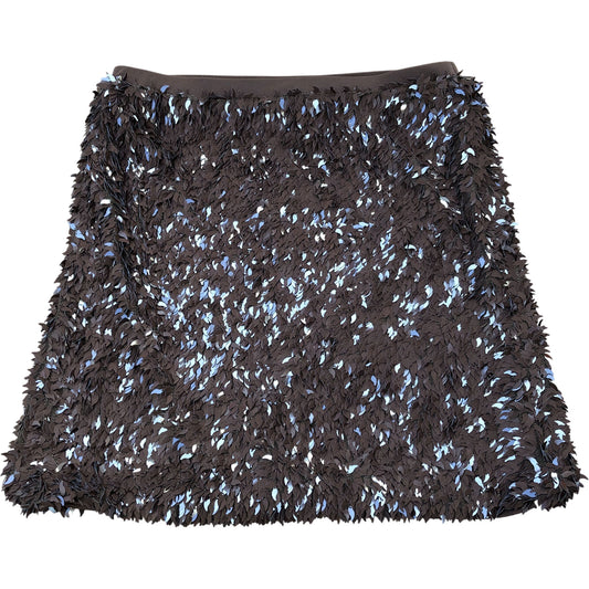 River Island Brown Leaf Sequinned Mini Skirt Size M