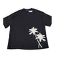 River Island XL Black T-Shirt Men's Short Sleeve Ribbed Palm Tree Design