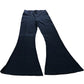 River Island UK10 Women's Flared Trousers Navy Blue Viscose Blend Stretchy