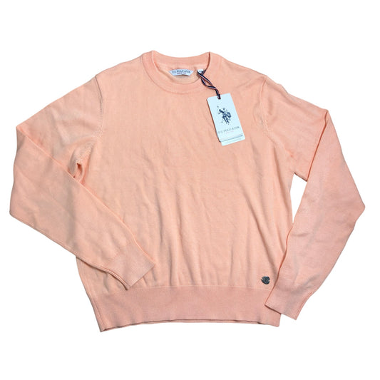 US Polo Assn Women's S Sweater 70 Cotton 30 Viscose Peach Long Sleeve Jumper
