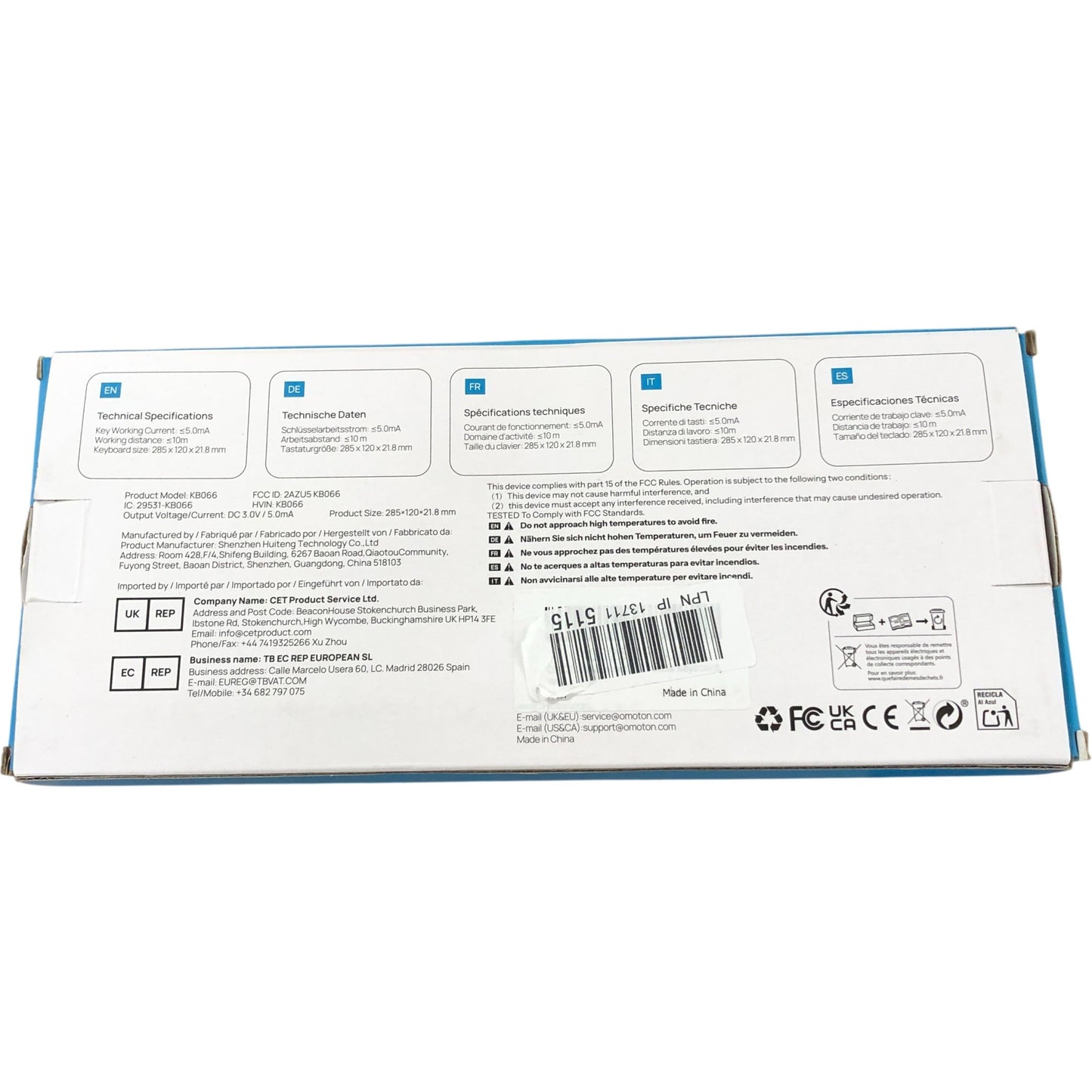 Omoton KB066 Wireless Keyboard Compact Design Bluetooth Connection Silver