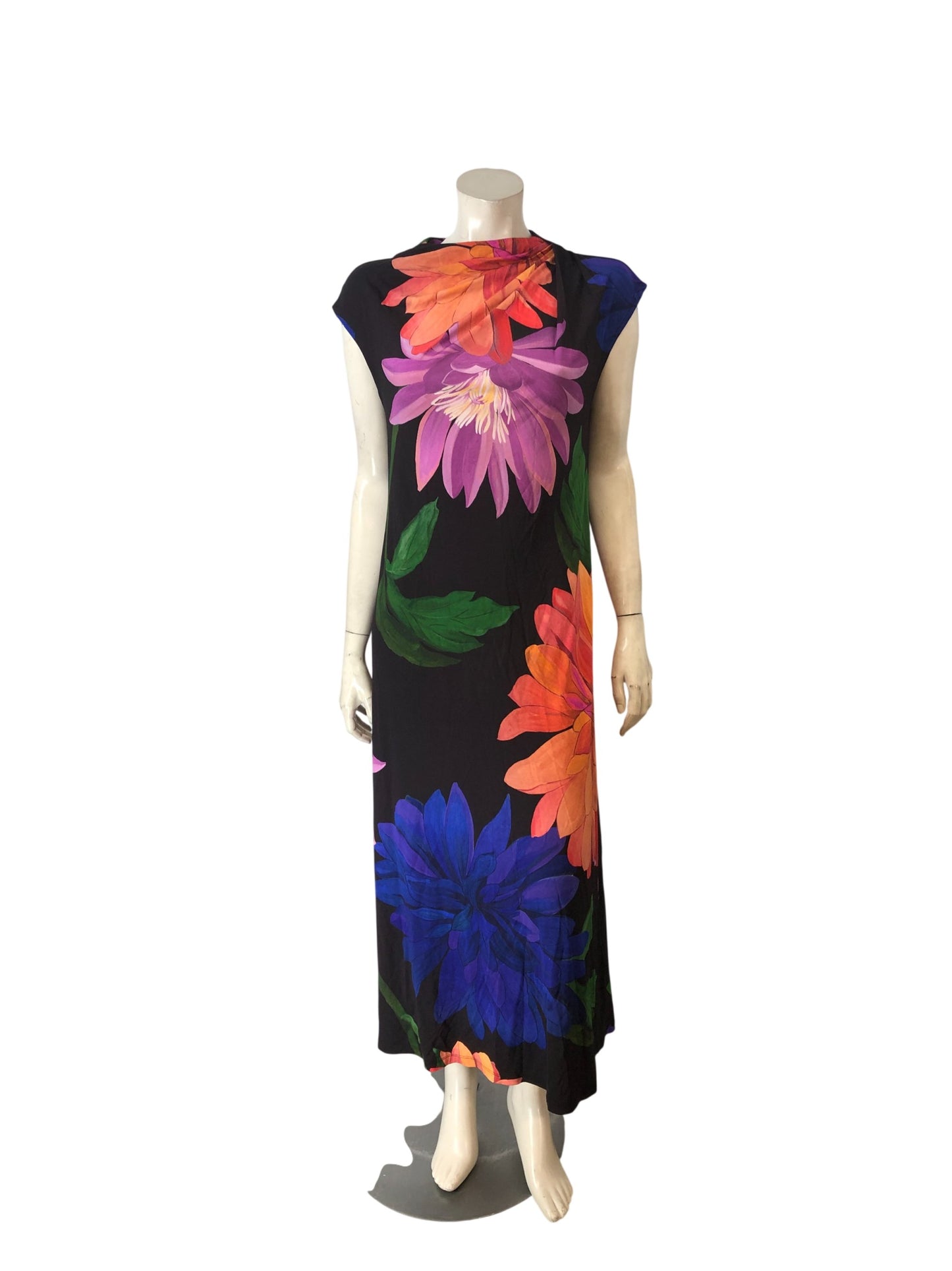 Ted Baker London Floral Print Dress UK 10 Women's Maxi Draped Neck Size 2