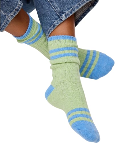 Green and Blue Sporty Supersoft Socks One Size - Two Pack