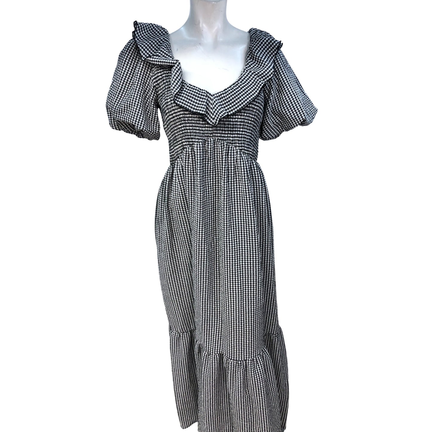 River Island Women's Black and White Gingham Maxi Dress Size M