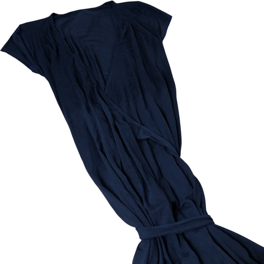 Navy Wrap Dress Women Jersey Viscose Short Sleeve Casual UK12