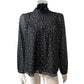 Polka Dot Blouse UK12 Women's Sheer Long Sleeve Black Top with Scarf