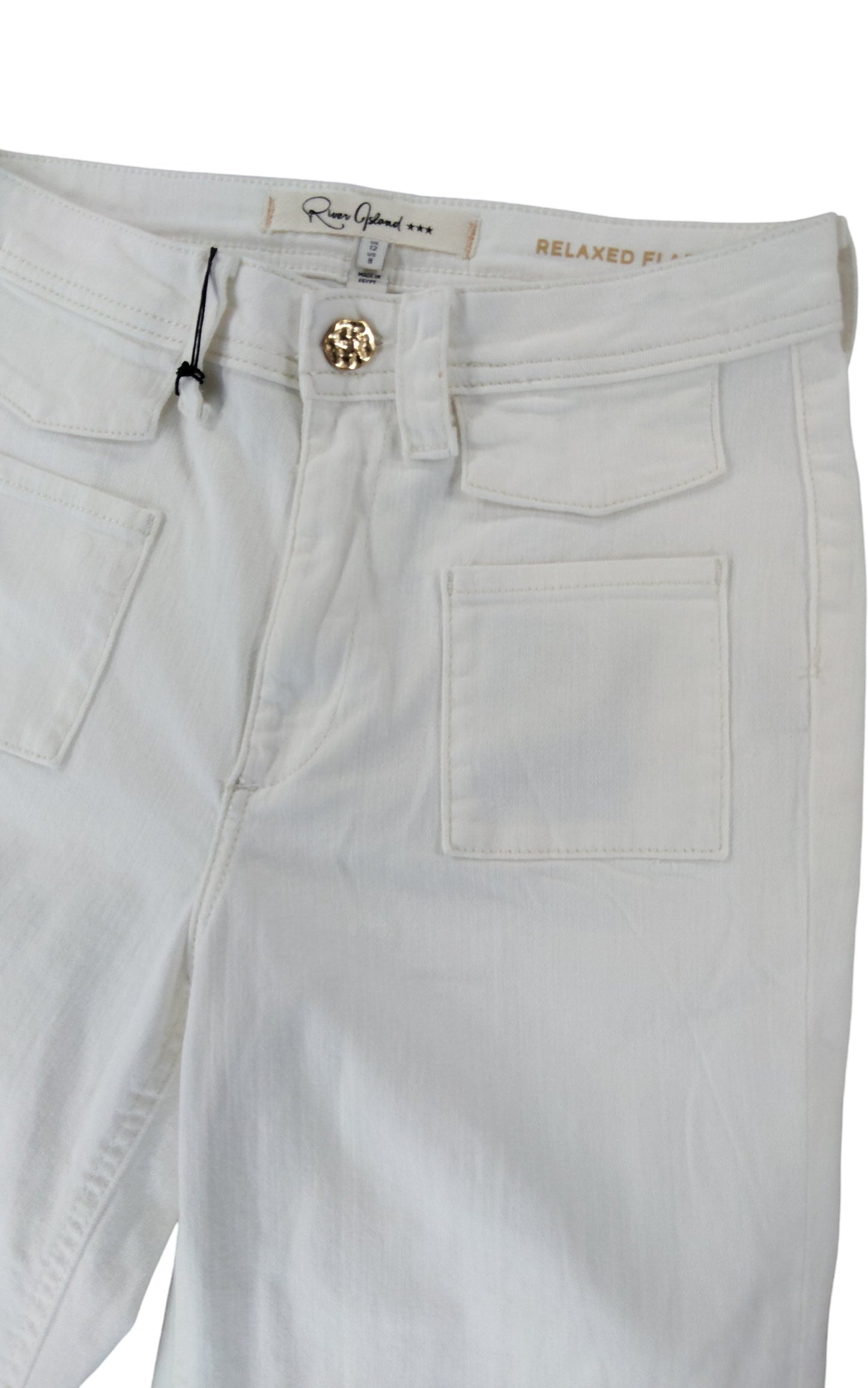 River Island Relaxed Fit White Jeans UK12 Women's Denim Casual Trousers