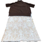 Brown Short Sleeve Turtle Neck Sweater Dress Women's Lace Trim Size M