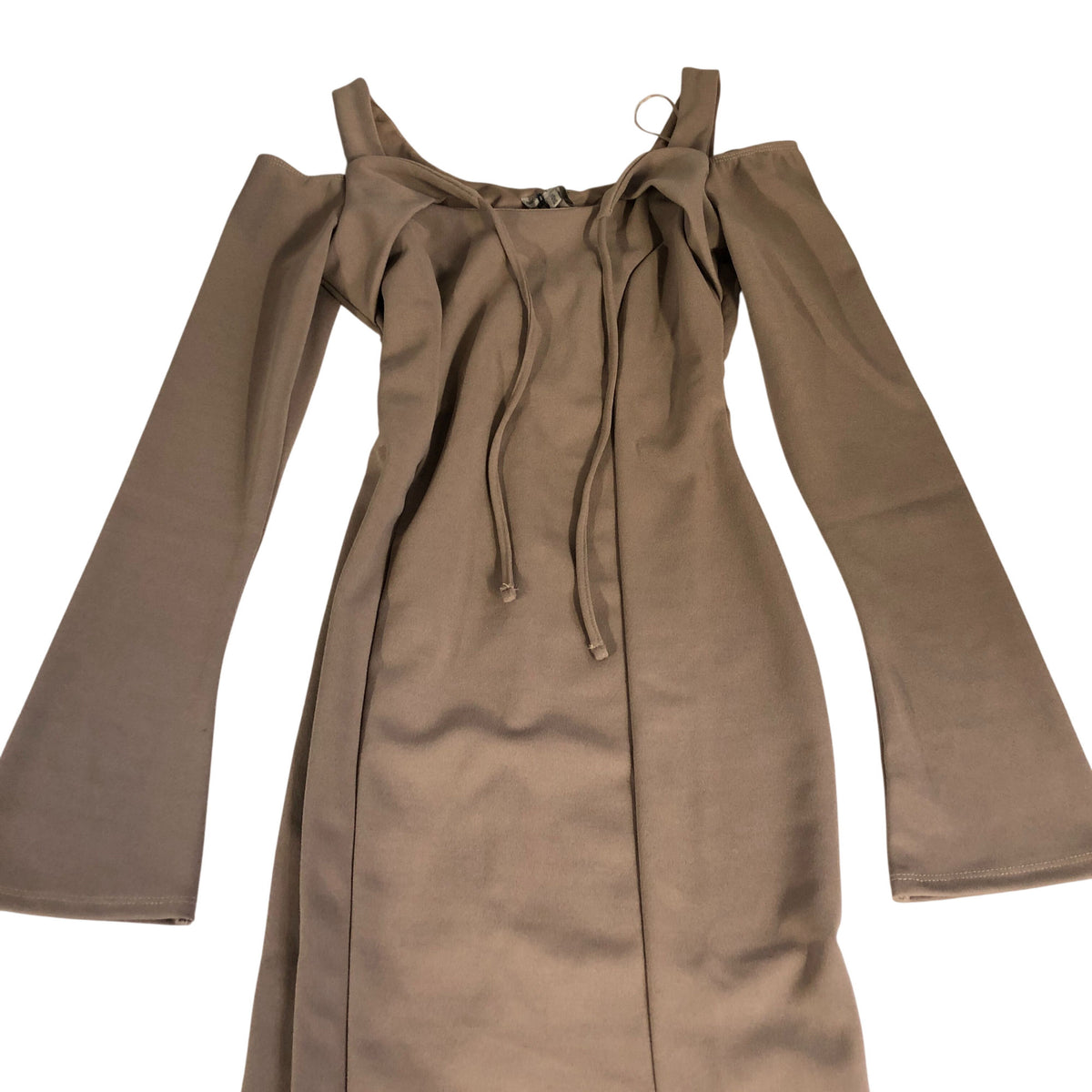 River Island Off The Shoulder Long Sleeve Dress Women's Dark Beige