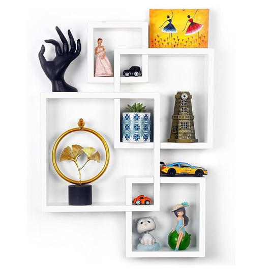 BELLE VOUS Wall Mounted Cube Design Shelves Floating White Shelving