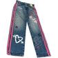 River Island Straight Jeans 8Yrs Girls Mid Rise Love Print Denim