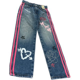 River Island Straight Jeans 8Yrs Girls Mid Rise Love Print Denim