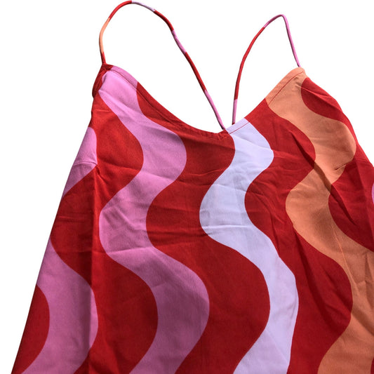 River Island Red Geometric Slip Maxi Dress - Size 10