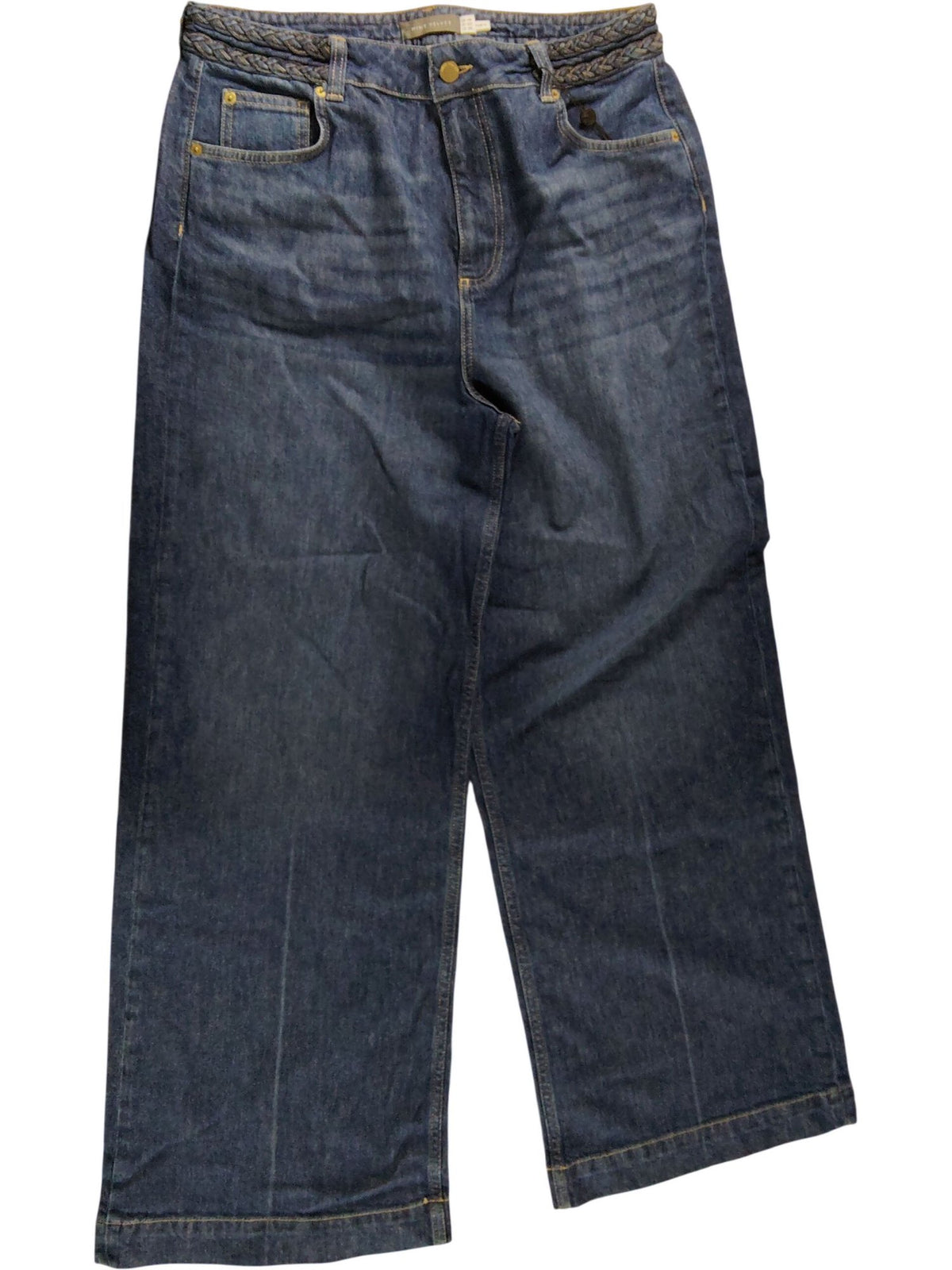 Women's High Rise Denim Jeans Casual Blue Wide Leg UK14