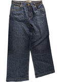 Women's High Rise Denim Jeans Casual Blue Wide Leg UK14