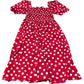 Baukjen Alicia Organic Cotton Smock Midi Dress Crimson Polka Size 18