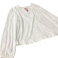 Ava Long Sleeve Trim Top Women's White Cotton Casual Blouse UK12