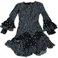 Black Polka Dot Dress Ruffle Bell Sleeve Smock Style Size 8