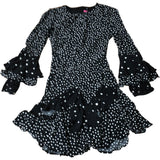Black Polka Dot Dress Ruffle Bell Sleeve Smock Style Size 8
