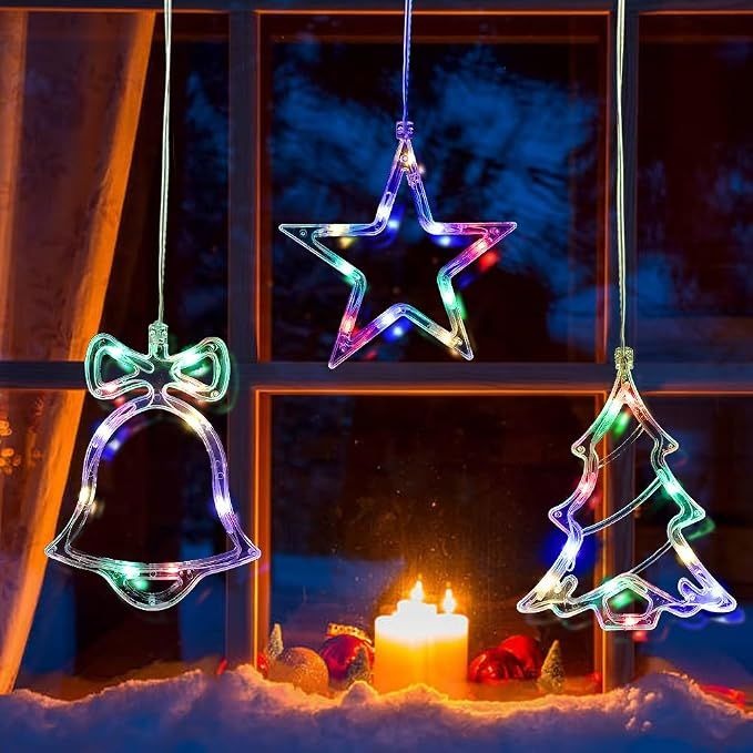 Festive Light Up Christmas Decoration Set Of 3 - Bell Star & Tree