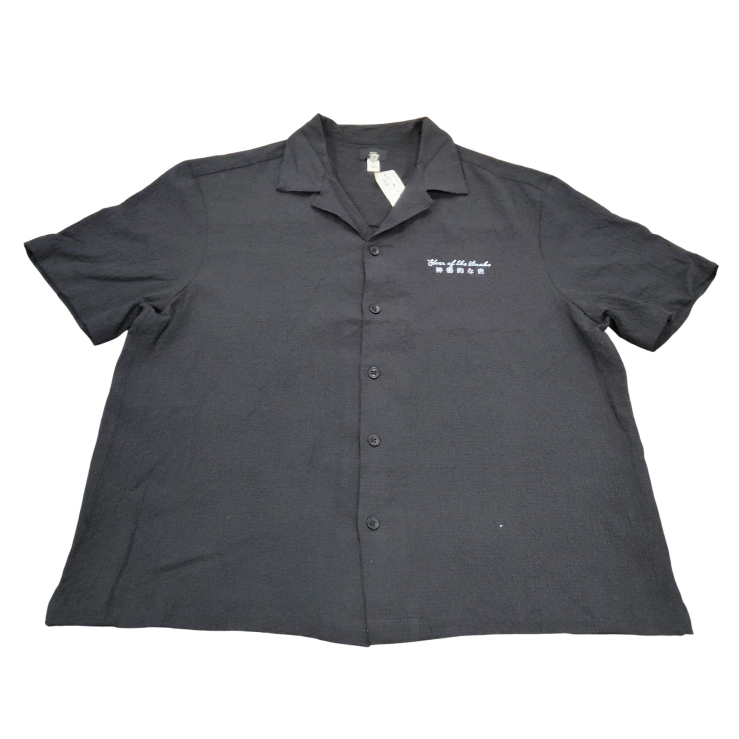 River Island Year Of The Snake Shirt UK XL Men's Short Sleeve Black Casual