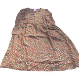 Long Sleeve Dress UK10 Women's Viscose Brown Floral Print
