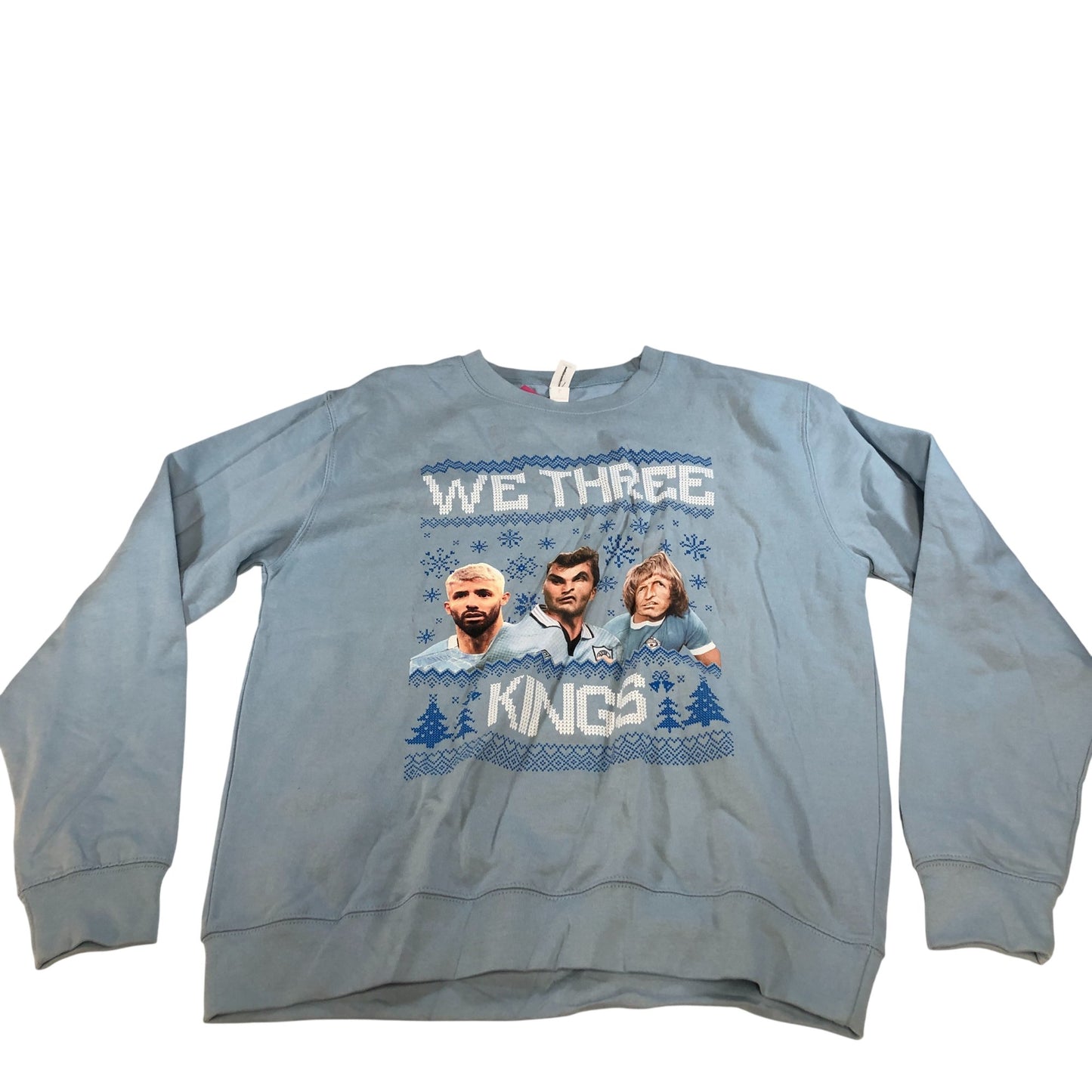 Man City We Three Kings Christmas Sweatshirt Blue Long Sleeve Unisex Large