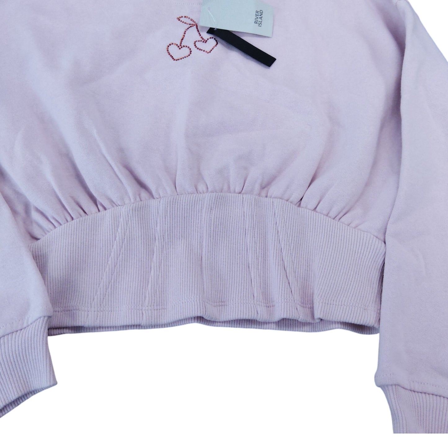 River Island Girls Pink Cropped Sweatshirt Age 9 10 Years Heart Detail