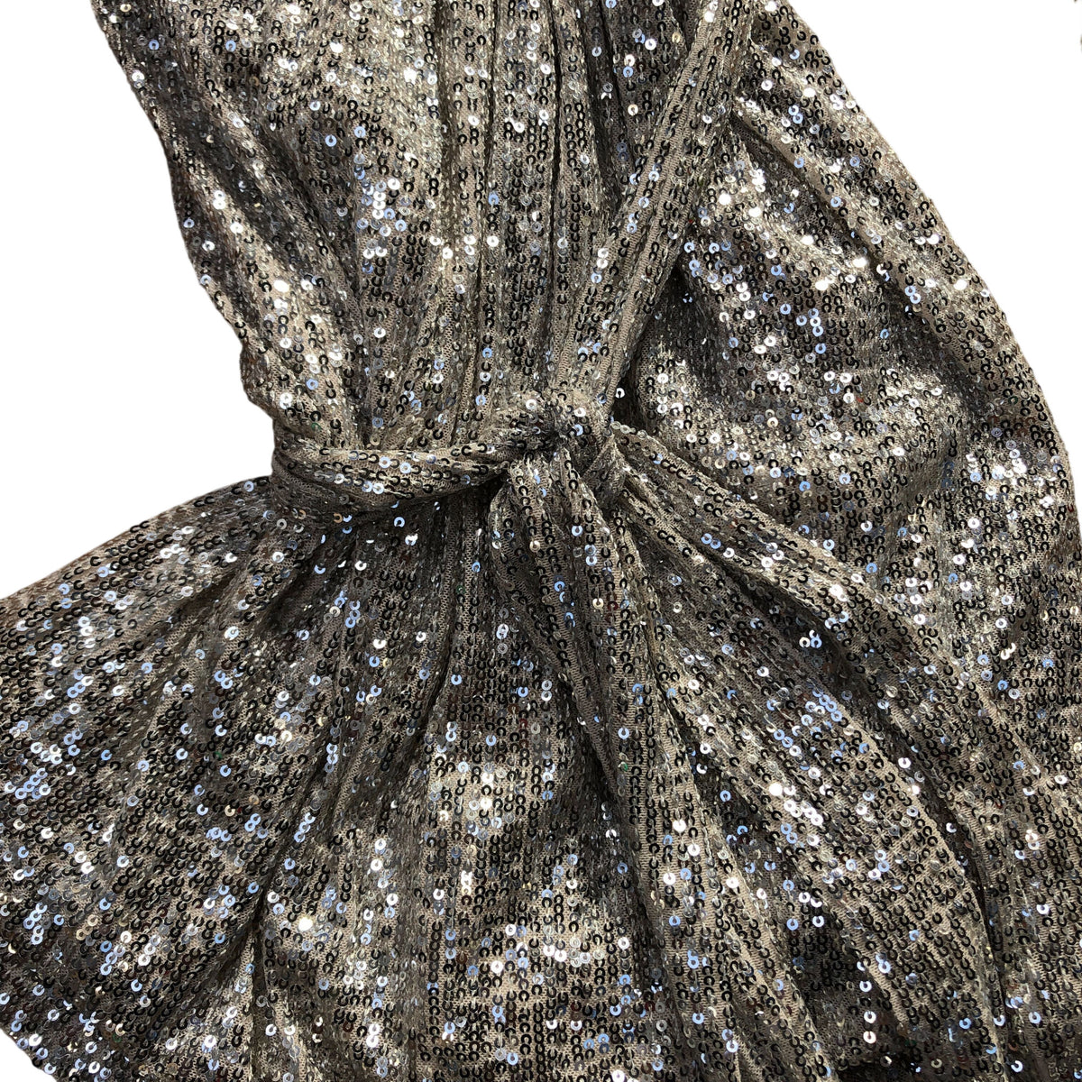 Off The Shoulder Sequin Dress UK18 Women's Silver Long Sleeve Party