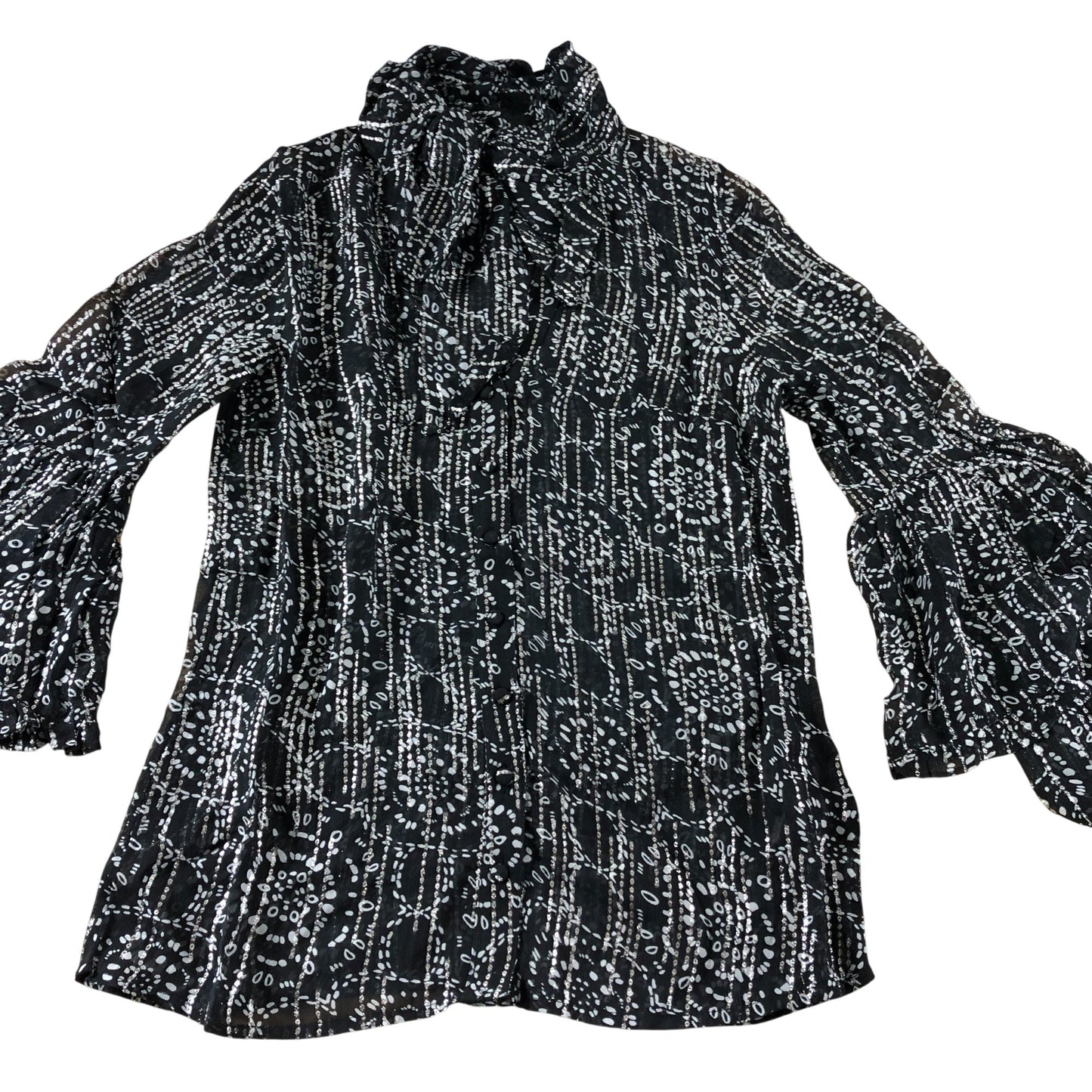 Branded Floral Metallic Blouse - Size 8