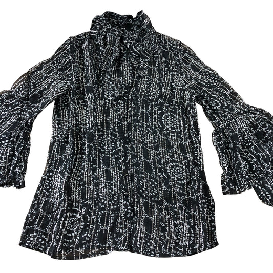 Branded Floral Metallic Blouse - Size 8