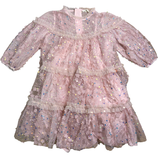 Angel & Rocket Girls Dress Size 6-7 Years Pink Sequined Floral Occasion Wear