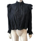 River Island Black Blouse Women's Ruffled Detail Long Sleeve Elegant Top Size 6
