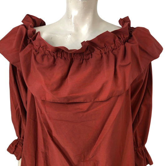 River Island Frill Detail Dress UK12 Women's Rust Off Shoulder Casual Fashion