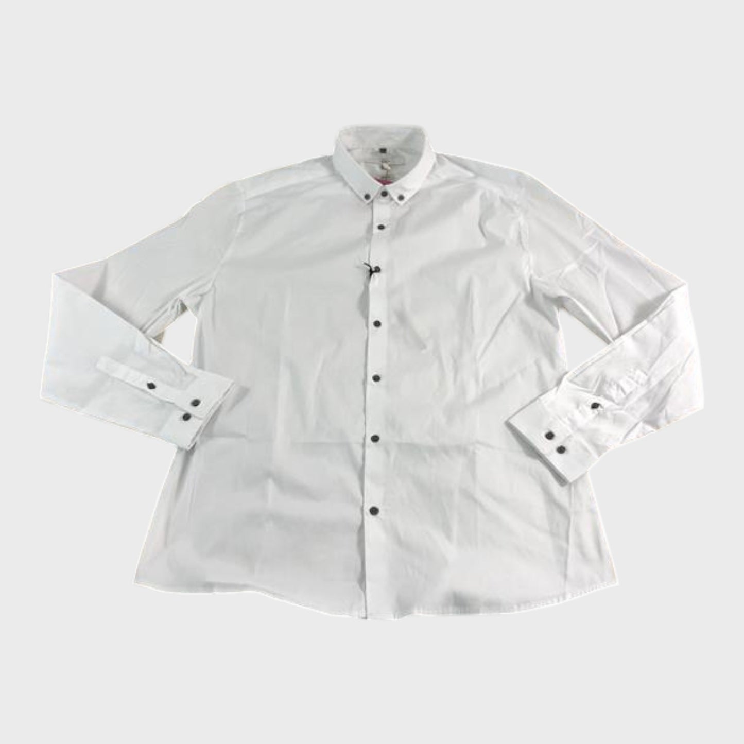RIVER ISLAND Long Sleeve Shirt Men's Regular Fit White Button-Up