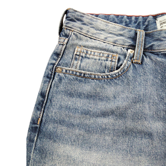 River Island Denim Shorts UK8 Women's High Waisted Light Wash Casual