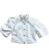 Branded White Blouse Women's Short Sleeve Puff Sleeve Polyester Top UK 8