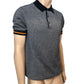 Ben Sherman All Over Textured Polo Shirt Medium Mens Short Sleeve Navy