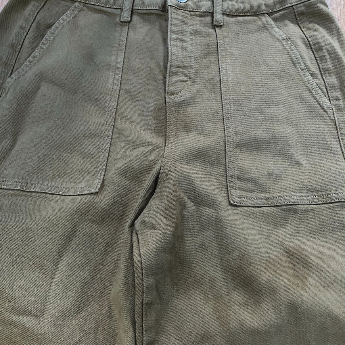 Baukjen Trousers UK Size 12 Women's Organic Cotton Blend Khaki Relaxed Fit