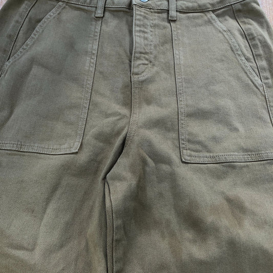 Baukjen Trousers UK Size 12 Women's Organic Cotton Blend Khaki Relaxed Fit